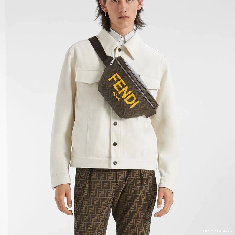 Affordable Bag FF In Logo Fabric Fendi ROMA Brown Motif Belt 0724